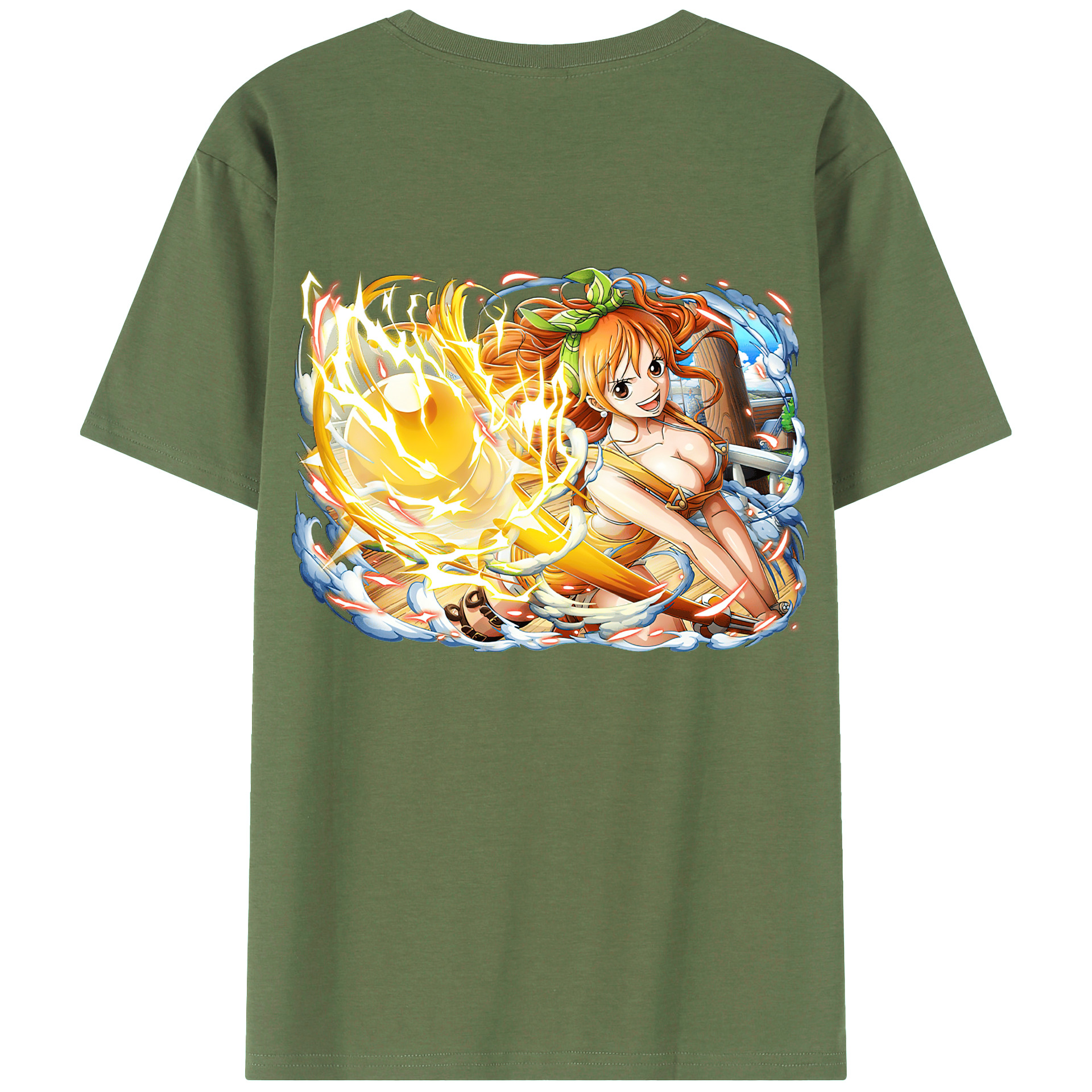 （画像用） ワンピース ナミ ONE PIECE Nami 綿100％ メンズ半袖Tシャツ（バックプリント） 通気性